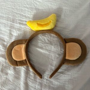 Funny Plush Monkey Ear Headband with Banana Accent